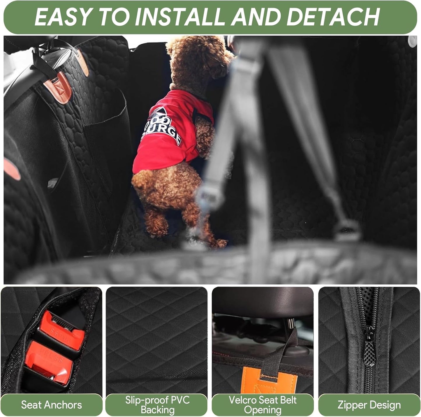 Dog Seat Cover 7-In-1 Protection - Waterproof, Hard Bottom, Wear-Resistant, Machine-Washable, Universal Fit, Safety Belt, and Hammock Design for Ultimate Pet Comfort and Safety