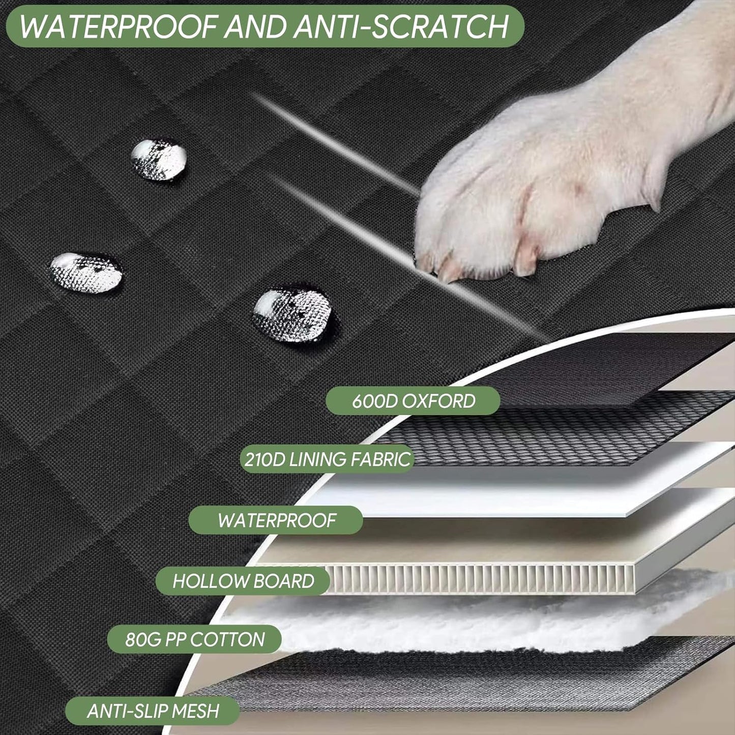 Dog Seat Cover 7-In-1 Protection - Waterproof, Hard Bottom, Wear-Resistant, Machine-Washable, Universal Fit, Safety Belt, and Hammock Design for Ultimate Pet Comfort and Safety