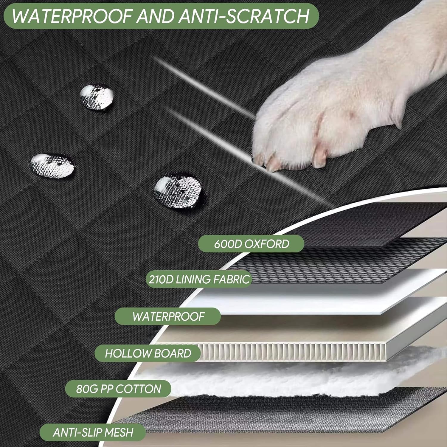 Dog Seat Cover 7-In-1 Protection - Waterproof, Hard Bottom, Wear-Resistant, Machine-Washable, Universal Fit, Safety Belt, and Hammock Design for Ultimate Pet Comfort and Safety