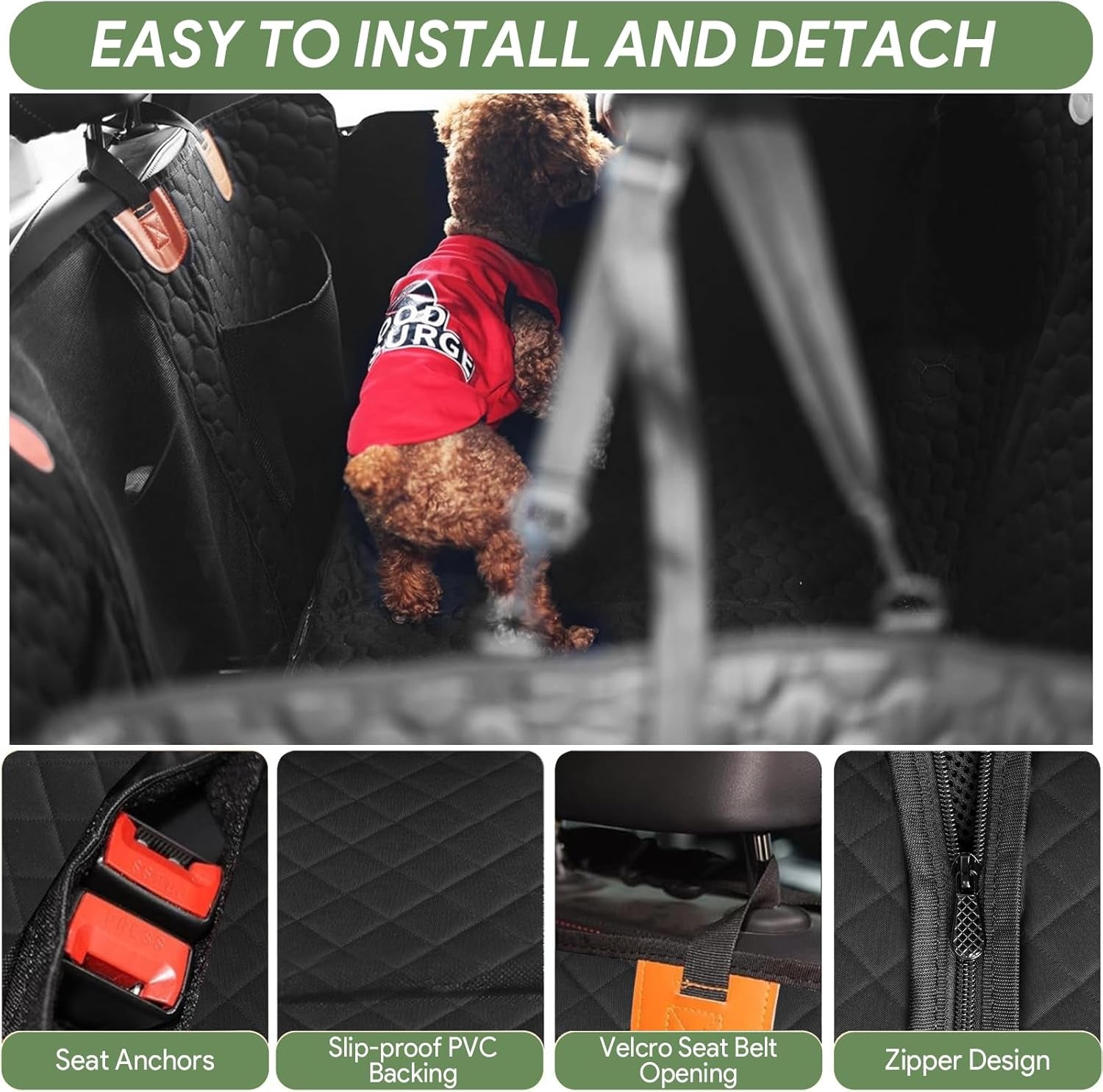 Dog Seat Cover 7-In-1 Protection - Waterproof, Hard Bottom, Wear-Resistant, Machine-Washable, Universal Fit, Safety Belt, and Hammock Design for Ultimate Pet Comfort and Safety