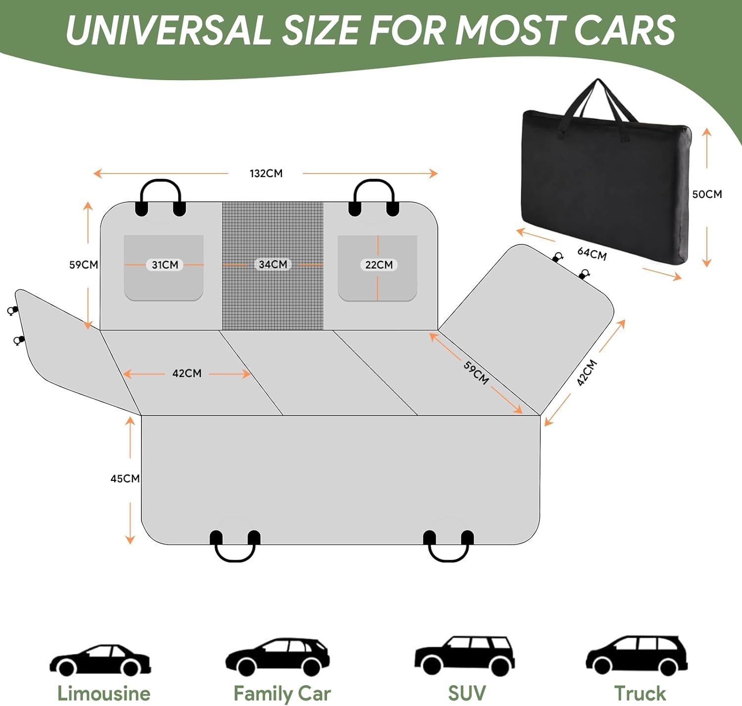 Dog Seat Cover 7-In-1 Protection - Waterproof, Hard Bottom, Wear-Resistant, Machine-Washable, Universal Fit, Safety Belt, and Hammock Design for Ultimate Pet Comfort and Safety